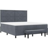 Box Spring krevet s madracem i klupom tamno siva 180x200 cm od baršuna | shoptok.hr