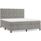  Box spring postelja z vzmetnico svetlo siva 160x200 cm žamet, (20790927) | Shoptok.si