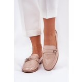 Boto Lacquered Women's Moccasins With Decorative Buckle Beige Mollan | Shoptok.si