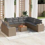  10-dijelni set vrtnih sofa s jastucima bež od poliratana | shoptok.hr
