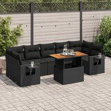 vidaXL 8-dijelni set vrtnih sofa od poliratana s jastucima crni | shoptok.hr