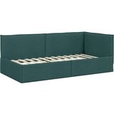 vidaXL Kotna postelja z vzglavjem Temno zelena 80 x 200 cm blago | Shoptok.si