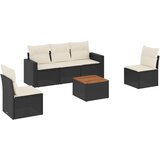  6-dijelni set vrtnih sofa s jastucima crni od poliratana | shoptok.hr