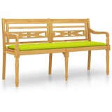 vidaXL Klupa Batavia s jarkozelenim jastukom 150 cm masivna tikovina | shoptok.hr