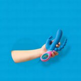 PMV20 Vice Double - brezžični trojni vibrator z vrtljivo glavo (modra) | Shoptok.si