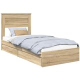 vidaXL Postelja s shranjevanjem z vzglavjem Sonoma hrast 90 x 190 cm, (5000105883) | Shoptok.si