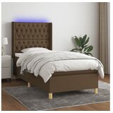  Krevet box spring s madracem LED tamnosmeđi 80 x 200 cm tkanina | shoptok.hr