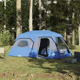 vidaXL Šator za kampiranje za 9 osoba plavi od tkanine vodootporan