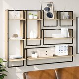 vidaXL Komplet stenskih polic s prečkami 6-delni sonoma hrast inž. les | Shoptok.si