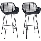  Barski stol 2 pcs Črna 55 x 52 x 92 cm Ratan in železo | Shoptok.si