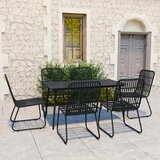  7-dijelni vrtni blagovaonski set od poliratana i stakla Crna Dužina stola 150 cm | shoptok.hr