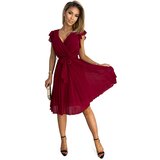 Numoco pleated dress with neckline and ruffles | ePonuda.com