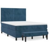  Box spring postelja z vzmetnico temno modra 140x200 cm žamet, (20900115) | Shoptok.si