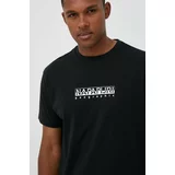 Napapijri Bombažna kratka majica črna barva