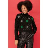 Trendyol Black Christmas Themed Crewneck Knitwear Sweater | Shoptok.si