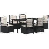 vidaXL Set vrtnih stolica za objedovanje od 7 dijelova Crni poli ratan | shoptok.hr