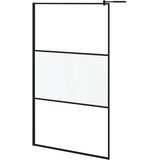 Pregrada za tuš s policom crna 115x195 cm staklo ESG i aluminij | shoptok.hr