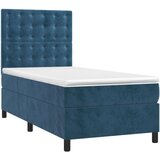  Krevet box spring s madracem LED tamnoplavi 90x200 cm baršun | shoptok.hr