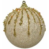  novogodišnja kugla sa perlicama - zlatna Cene