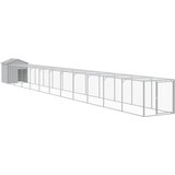 vidaXL Kokošnjak z izhodom svetlo siv 117x1221x123 cm pocinkano jeklo, (20759643) | Shoptok.si