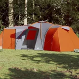 vidaXL Šotor za kampiranje za 12 oseb siv in oranžen vodoodporen