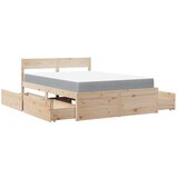 vidaXL Postelja s predali in vzmetnico 120x190 cm trdna borovina | Shoptok.si