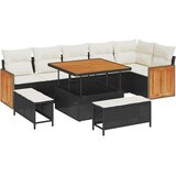 vidaXL Vrtna sedežna garnitura z blazino 9 pcs Črna in krem, (5000135329) | Shoptok.si