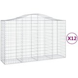 vidaXL Obokane gabion košare 12 kosa 200x50x120/140cm pocinkano železo, (20758432) | Shoptok.si