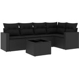  6-dijelni set vrtnih sofa s jastucima crni od poliratana | shoptok.hr