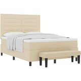 Box Spring Krevet s Madracem &amp Klupom Krem 140x190 cm Tkanina | shoptok.hr