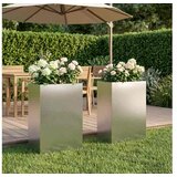 vidaXL Vrtna saksija 2 kom. Srebrna 50 x 40 x 75 cm Nehrđajući čelik - Nehrđajući čelik 50 x 40 x 75 cm 2 | shoptok.hr