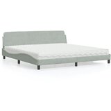 vidaXL Krevet s madracem svjetlosivi 200x200 cm baršunasti | shoptok.hr