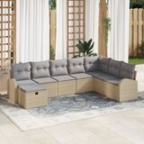 vidaXL Set vrtnog kauča od 8 dijelova s jastučićima Bež PE ratan | shoptok.hr
