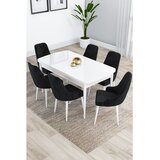 Hanah home trpezarijski set Kar, sto na razvlačenje i 6 stolica, bela ploča, crna tkanina Babyface | Eponuda.com
