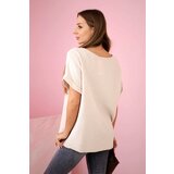 Kesi Włoski Muslin blouse with a necklace beige | Shoptok.si