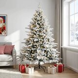  Umjetno božićno drvce s nogom 180 cm 300 LED lampica - Zelena i bijela 180 cm s LED svjetlima | shoptok.hr