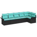 vidaXL Vrtna sedežna garnitura z blazino 6 pcs Črna poli ratan, (5000143229) | Shoptok.si