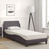 Krevet s madracem Dover sivi 90 x 190 cm od umjetne kože | Eponuda.com