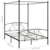  Posteljni okvir z ogrodjem za baldahin siv kovinski 140x200 cm, (20606379) Slike