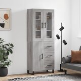 vidaXL Visoka komoda siva sonoma 69,5x34x180 cm inženirski les | Shoptok.si