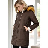 Dewberry Z6590 LADIES' COAT-COFFEE 1