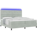 vidaXL Box Spring postelja z vzmetnico in LED svetlobo svetlo siva 200x200 cm žamet | Shoptok.si