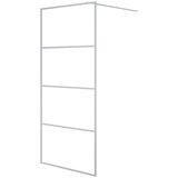 Pregrada za tuš srebrna 90 x 195 cm s prozirnim staklom ESG | shoptok.hr