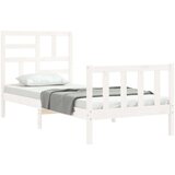  Posteljni okvir z vzglavjem bel 100x200 cm trden les, (20735695) | Shoptok.si
