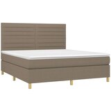  Box spring s madracem LED smeđesivi 160x200 cm tkanina | shoptok.hr