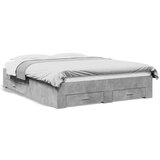Maison Chic Posteljni okvir - Dvoposteljna postelja - Zakonska postelja s predali betonsko siv 140x200cm inženirski les, (21694606) | Shoptok.si