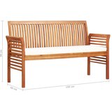 3 Vrtna klupa trosjed s jastukom 150 cm masivno bagremovo drvo | shoptok.hr