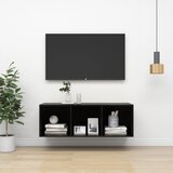 vidaXL Stenska TV omarica visok sijaj črna 37x37x107 cm iverna plošča Cene