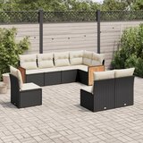 Maison Chic Seti vrtnega pohištva - Vrtna garnitura - Vrtni pohištvo set 8-delna z blazinami črn poli ratan, (21799253) | Shoptok.si