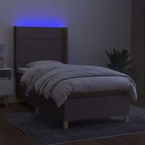  Krevet box spring s madracem LED smeđesivi 100x200 cm tkanina | shoptok.hr